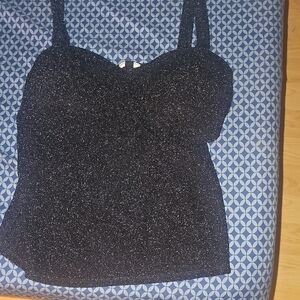 Shimmering Black Bustier Camisole Tank Top